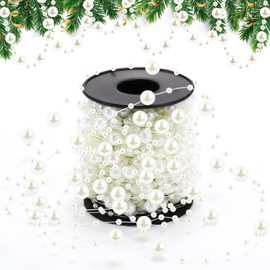 Pangda - Guirnalda de perlas artificiales de 65.6 pies, cadena de perlas de plástico, cadena de perlas para manualidades, decoración de bodas, fiestas, centros de mesa, ramo de novia, manualidades,