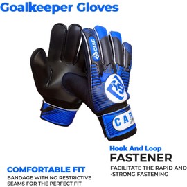 YSCARE Kids Goalkeeper Gloves Football Gloves For Boys kid’s children adult Soccer Goalie Sports Practice Gloves Protection Super Grip Palms (Blue/Black, Size 4 Suitable for 6 to 9 years)