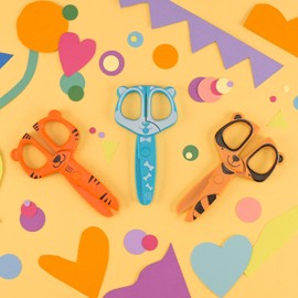 Vaessen Creative Set di Forbici per Bambini Procione, Cane, Tigre - 3 pz da 12 cm - Forbici punta arrotondata per la Sicurezza - Per Mancini e Destrimani - Progetti Creativi e di Hobbistica