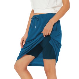 Zando Skort for Women's Athletic Summer Knee Length Skirt with Pockets, Navy Blue, 3X-Large
