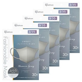 Iris Ohyama Fashionable MASK RN-FA30SXH Mask, Set of 5, 3D Mask, 150 Sheets (30 Sheets x 5 Sets), Non-woven Fabric, Normal Size, Nuance Gray, Color