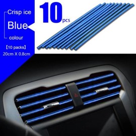 Unbranded 10pcs Car Air Conditioner Outlet Decoration Strip Vent Cover Interior Trim Blue