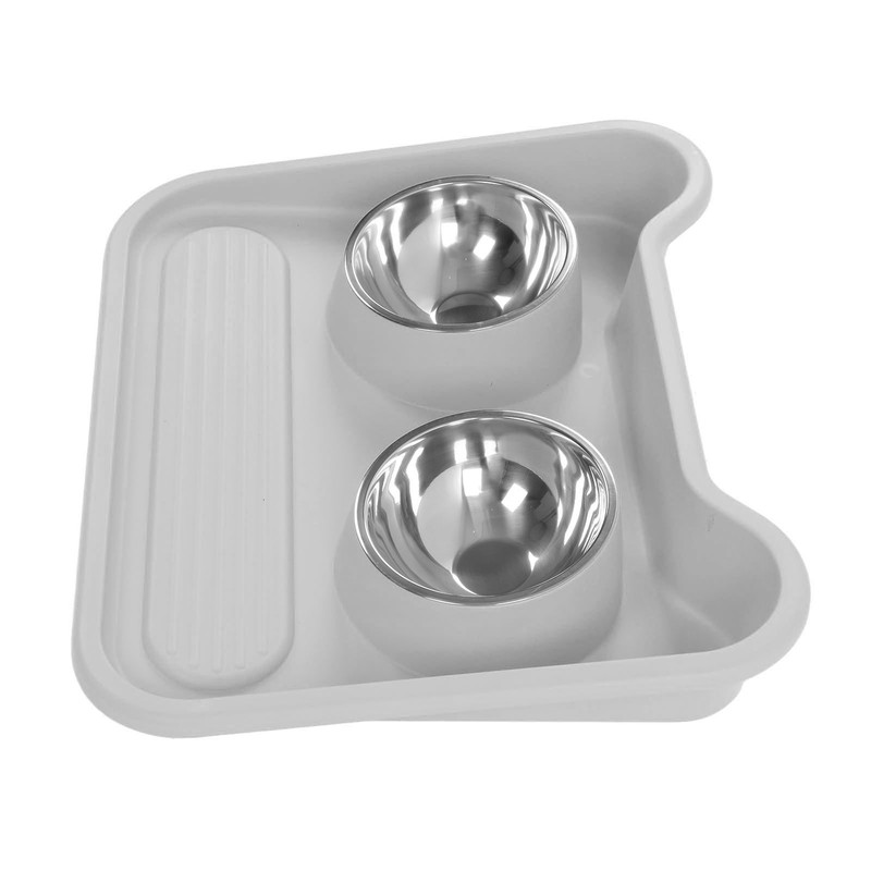 Cat Water Food Bowl 15 Degree Tilt Prevent Spill Stainless