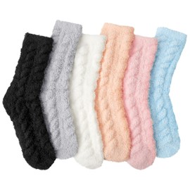 Loritta Fuzzy Socks for Women, Warm Soft Fluffy Socks Winter Cozy Cute Animal Slipper Socks Gifts,N-solid Patchwork