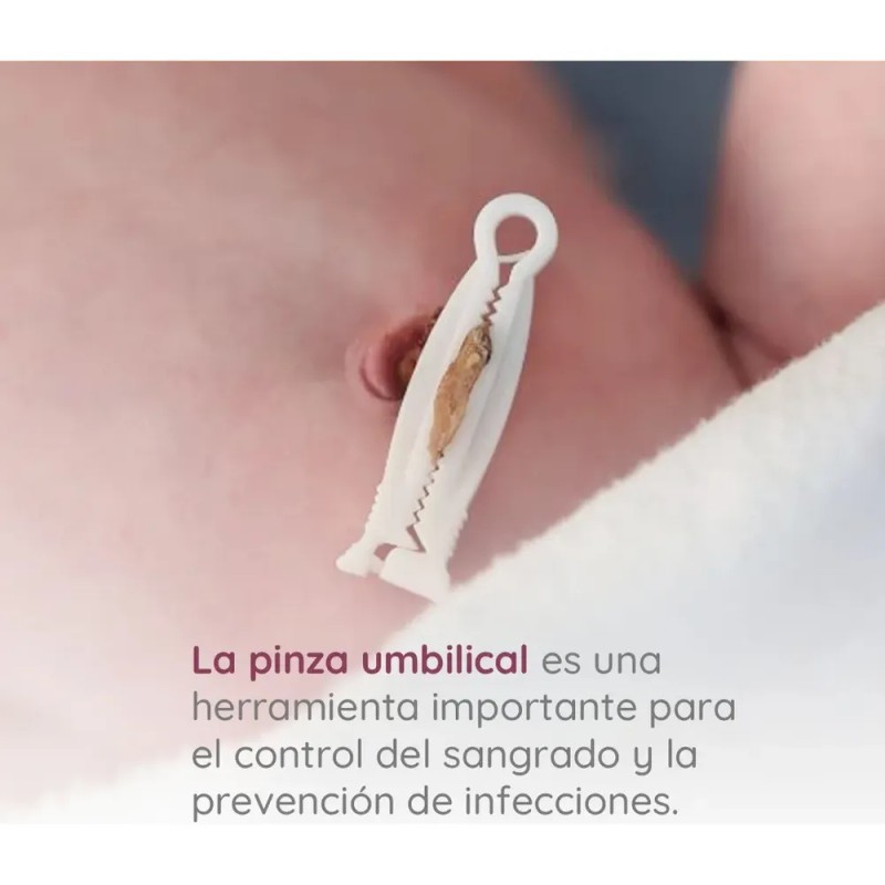 Pinza Umbilical Plástica Dencof Desechable Estéril 50 Piezas