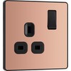 BG Electrical Single Switched Power Plug Wall Socket, Screwless Front
