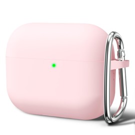 Oakxco for Airpods Pro 2 Case Silicone, Cute Girly Hard Shell Airpods Pro Case 1st 2nd Generation with Keychain, Colorful Rubber Soft TPU Trendy Aesthetic Airpods Cover for Women Men, Light Pink