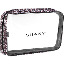 SHANY Clear PVC Cosmetics X-Large Organizer Pouch - Transparent Makeup Toiletry Bag - Make Up Storage Bag for Travel - LEOPARD