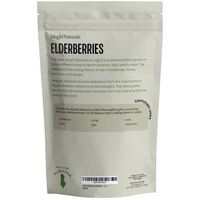 MagJo Dried Elderberries - 100% Wild crafted Dried Elder berries