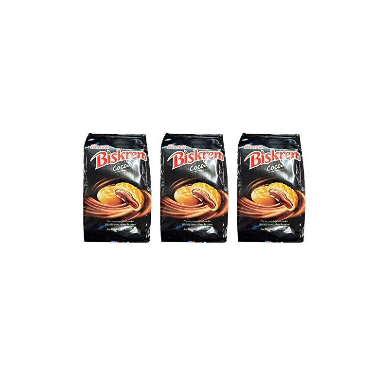 Ulker Biskrem Cocoa Cream Filled Cookies (3 Pack, Total of