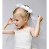Girls Fashion Floral Headpiece Veil Flower Crown,White_without comb