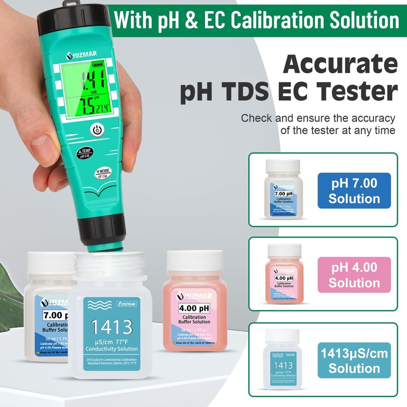 UIUZMAR pH Meter for Hydroponics EC pH Tester, pH PPM