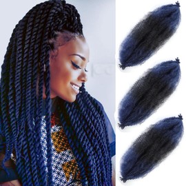 24Inch Afro Twist Hair 3Packs Springy Afro Twist Hair Crochet Braiding Hair (24 Inch (Pack of 3), 1b/dark blue)