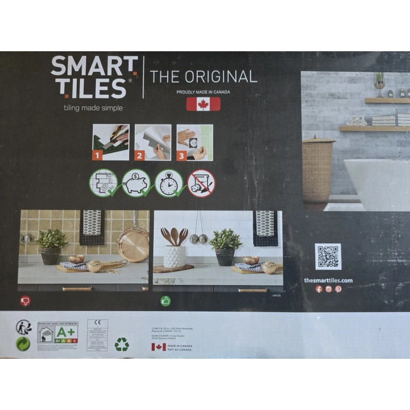 Smart Tiles XL Glossy Peel & Stick 3D Tile Backsplash
