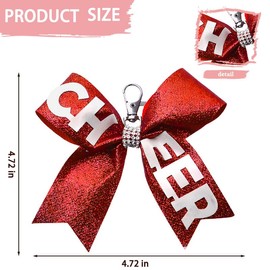Cheer Bow Keychain for Women Cheerleaders Cheerleading Keyrings Charms for Teen Girls Cheer Bag Accessories for Women Glitter Red Bow Keychains for Cheerleader Team Members Sports Accessory for Girl