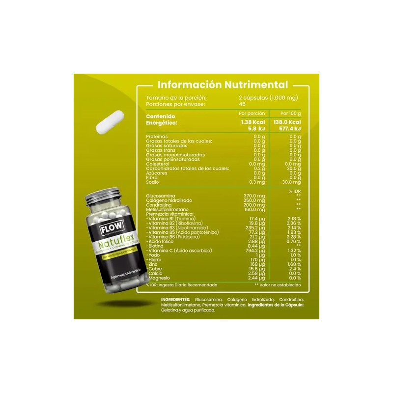 Flow - Glucosamina Natuflex - Suplemento en cápsulas en frasco