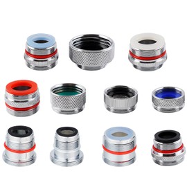 11pcs Faucet Adapter Kit, Brass Faucet Aerator Adapter Set Male Female Sink Faucet Adapter Converter to NH 3/4 Garden Hose, G 1/2 Shower Hose, Apply on Both Removable and Insert Aerator