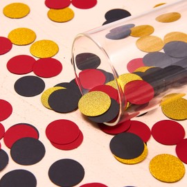 Red Black Gold Silever Paper Confetti, Circle Dots Glitter Party Table Confetti for Wedding Baby Shower Birthday Party Decoration Suppiles Table Decoration 200pc 1.2 Inch