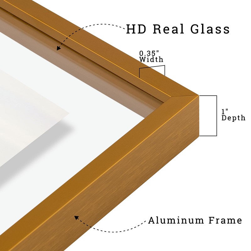 Frametory, 8x10 Floating Picture Frame - Metal Photo Frame -