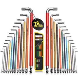 Facoow Allen Wrenches Sets, 26pcs Full Size(Metric&SAE) Hex Key Set with Carry Bag, Heavy Duty Extra Long Arm Allen Wrenche Sets, Ball End Allen Keys, Color Corded Premium Allen Wrench Set