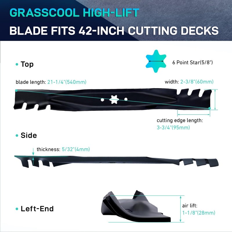 42" Mulching Blades Replacement 2 Pack - Compatible with Cub
