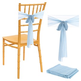 sourcing map Wedding Chair Sash, 16 Packs Chiffon Wedding Chair Drapes 8ft x 10inch Chair Back Side Decorations for Wedding Party Chair Cover, Blue