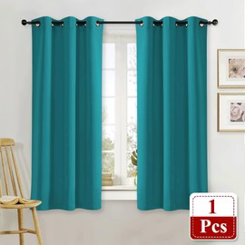 NICETOWN Kitchen Blackout Window Curtain Panel Home Fashion Thermal Insulated Solid Grommet Room Darkening Drape for Apartment (Peacock Teal, 1 Panel, 42 by 63 inches Long)