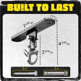 Yes4All Punching Bag Hanger, Stainless Steel Swivel Chain with 4 Snap Hooks for Heavy Bag, Gym Swing, Trapeze, and Hammock, 360° Rotation Heavy Duty Swing Hanger