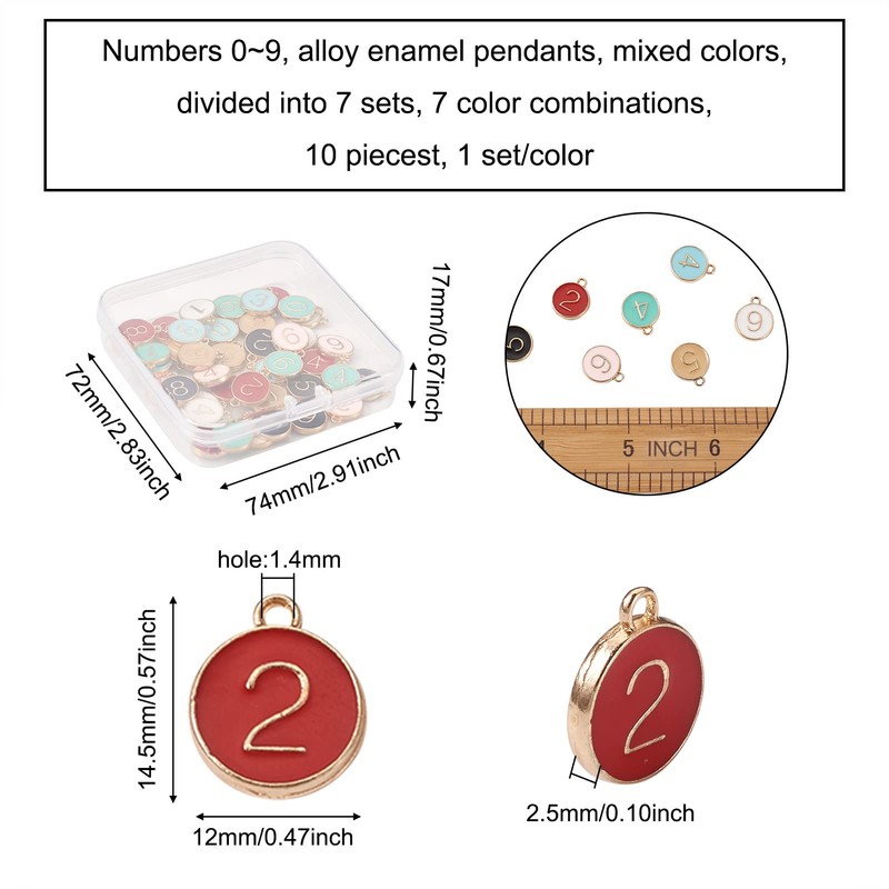 Alloy Enamel Number Charms, Alloy