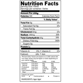 Agar Agar Powder (14 OZ) | Premium Quality | Healthy Vegan Gelatin Dietary Fiber Supplement and Thickener – Sugar-free, Gluten-free, Unflavored, Kosher Certified