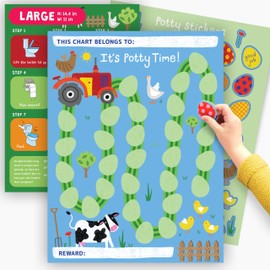 Potty Training Reward Chart for Boys Girls - Sticker Chart for Potty Training for Kids Toddler Baby - Cute Farm Animals - Good Behavior Charts for Children - Train to Poop by Central 23