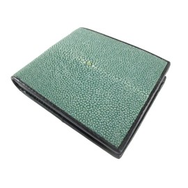 Pelgio Genuine Stingray Shagreen Skin Leather Bifold Wallet (Natural, Black)