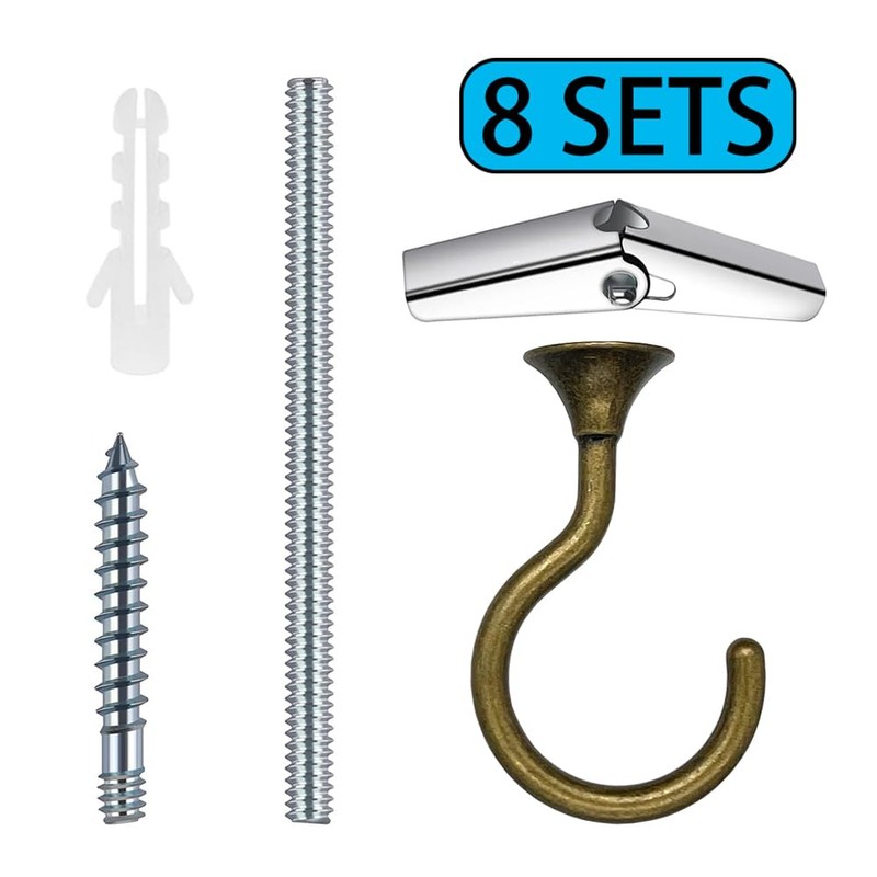 Evsteluo 8 Sets Large Swag Ceiling Hooks Heavy Duty Swag