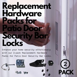 LPS Lowpricesupply 2 Pack Security Bar Mounting Hardware, Replacement Hardware Packs for Patio Door, Sliding Patio Door, Indoor/Outdoor Door Security, Home Yard Garden Door Security Bar Locks