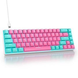 surmen surmen 65% Percent Gaming Keyboard Mechanical with Linear Red Switch, 68-Keys Pink Mini Gaming Keyboard 60 Percent LED Light Backlit PBT Keycaps for Laptop Desktop PC Gamers (68 Miami)