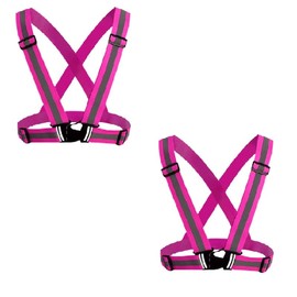 2 Pack Reflective Vest Running Gear Adjustable High Visibility Reflective Running Safety Vest for Women Men Night Cycling,Hiking, Jogging,Dog Walking (Rose, Pack of 1)