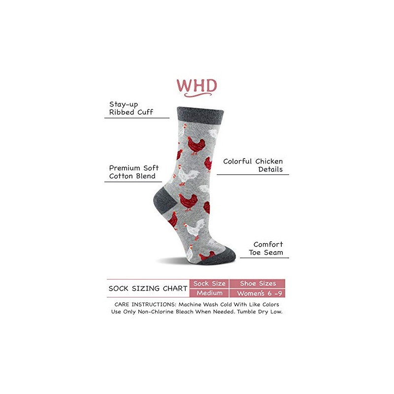 WHD Rooster and Chicken Socks 2-Pack (Gray Heather/Charcoal Heather, Medium)