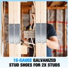 12 Pack Stud Shoes for 2X Studs, 16-Gauge Galvanized Steel,