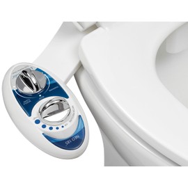 LUXE Bidet NEO 185 - Dual Nozzle, Self-Cleaning, Non-Electric Bidet Attachment for Toilet Seat, Adjustable Water Pressure, Rear & Feminine Wash (Blue)