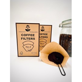 2 PACK Premium Coffee Filters #4 Cone Shaped, 8-12 cup, 2 x 100 Count, Unbleached 100% Natural Woodpulp, Biodegradable And Compostable, Chlorine Free. Poor-over, Drip Coffee Maker, Filter Dripper