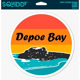 Squiddy Depoe Bay Surf Ocean Beach Round - Vinyl Sticker Decal for Phone, Laptop, Water Bottle (2.5" Wide)