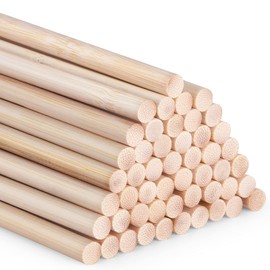 AUSYDE Bamboo Sticks for Crafts, 30 cm, Round Stick, 50 Pieces 8 mm / 0.32 inch Wood, Round Wood for Crafts, High-Quality Bamboo Stick
