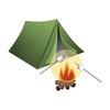 CafePress Camping Tent and Campfire 30"x60" Absorbent Cotton Back, Soft