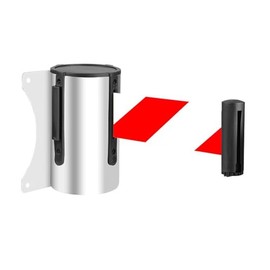 Vixzoid Barrier Tape Wall Mount 5 m with Barrier Tape Extendable Barrier Silver / Red / White