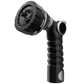 RESTMO Heavy Duty Hose Nozzle, Metal Garden Water Hose Sprayer with 7 Watering Patterns, Thumb Control, On Off Valve, High Pressure Nozzle Sprayer for Watering Plants, Car and Pet Washing, Silver