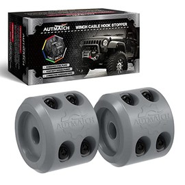AUTMATCH Winch Cable Hook Stopper (2 Pack) Silicone Rubber Shock Absorbent Winch Stopper Best Winch Accessories for Wire & Synthetic Cables ATV UTV Prevent Pulling Eliminate Abrasion Bouncing Gray