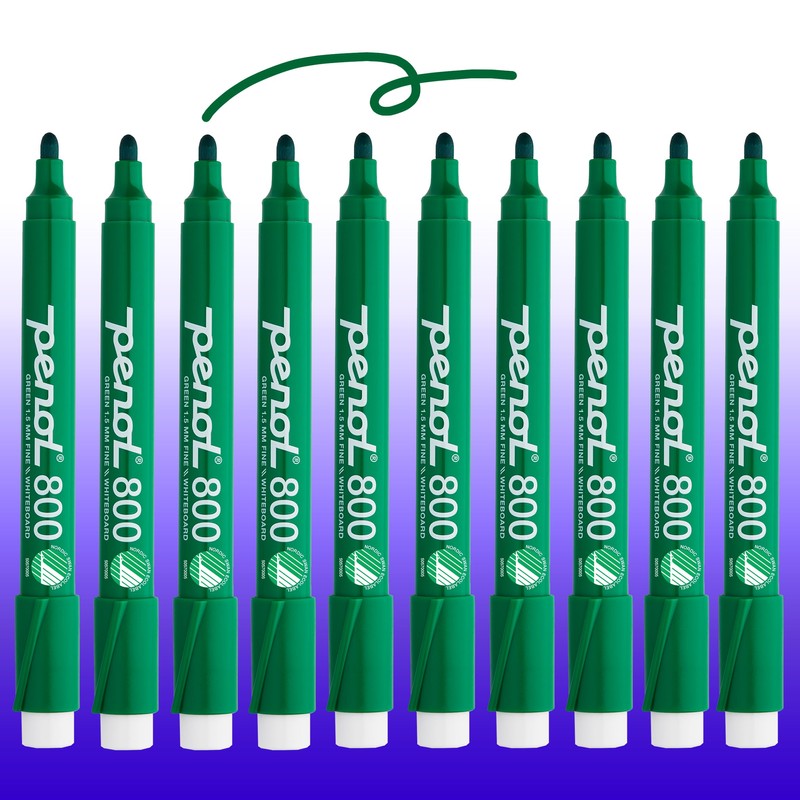 PENOL OF SCANDINAVIA 10 Green Whiteboard Markers - 800, 1.5mm