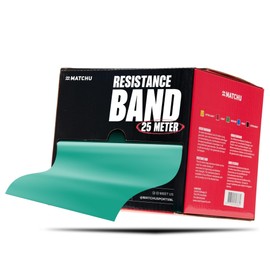 Matchu Sports Resistance Bands, Resistance Bands, 100% Latex, Can be Cut to Size, 5.5 m, 25 m or 45 m, Extra Light to Extra Heavy (Green, Medium (5-6 kg), 25 M)