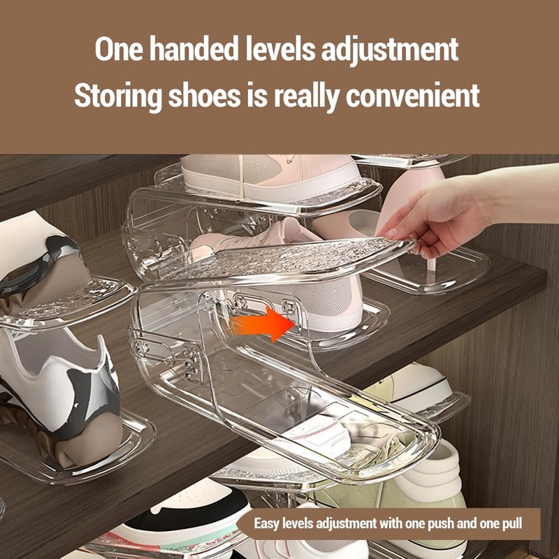 Shoe Slots Organizer, 12 Pack 3 Levels Adjustable Shoe Slots