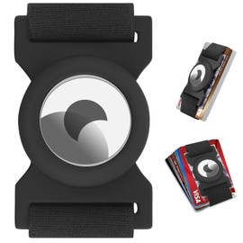 MOSIYEEF Elastic Money Band with Airtag Holder - Thick Bulky Wallet Alternative for Daily Use and Travel Use - Airtag Case Money Strap for Credit Card - Simple Patent Design - Money Clip Alternative